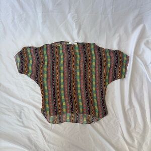 Milly | Multicolor 100% Silk Short Sleeve Top Sz S